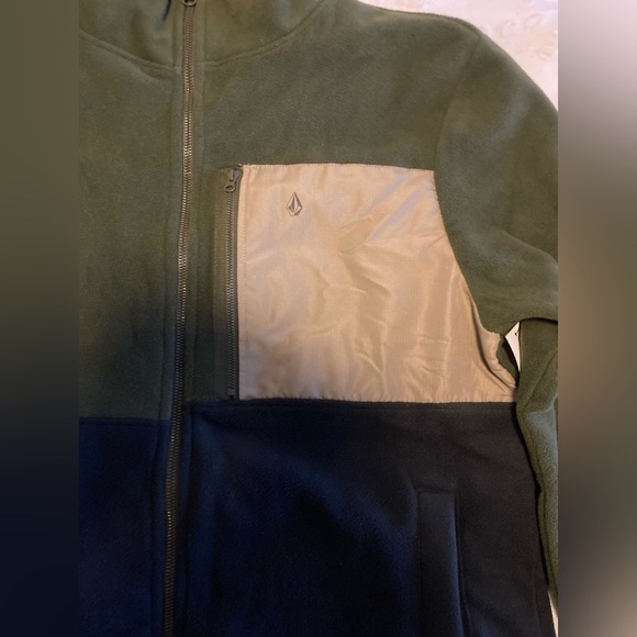 VOLCOM OAKHURST ZIP FLEECE MEN’S JACKET, MILITARY -  Size S - Picture 5 of 13